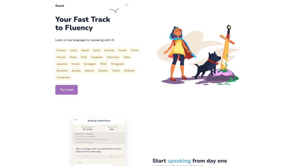 Fluent: Language learning with AI tool