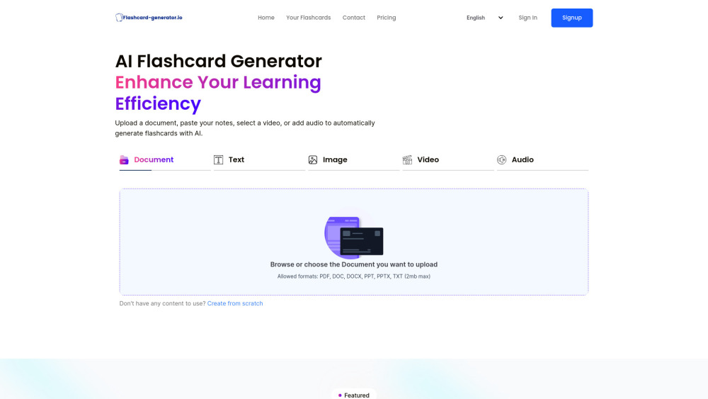 Flashcard Generator: Efficient AI Tool for Effortless Flashcard Creation