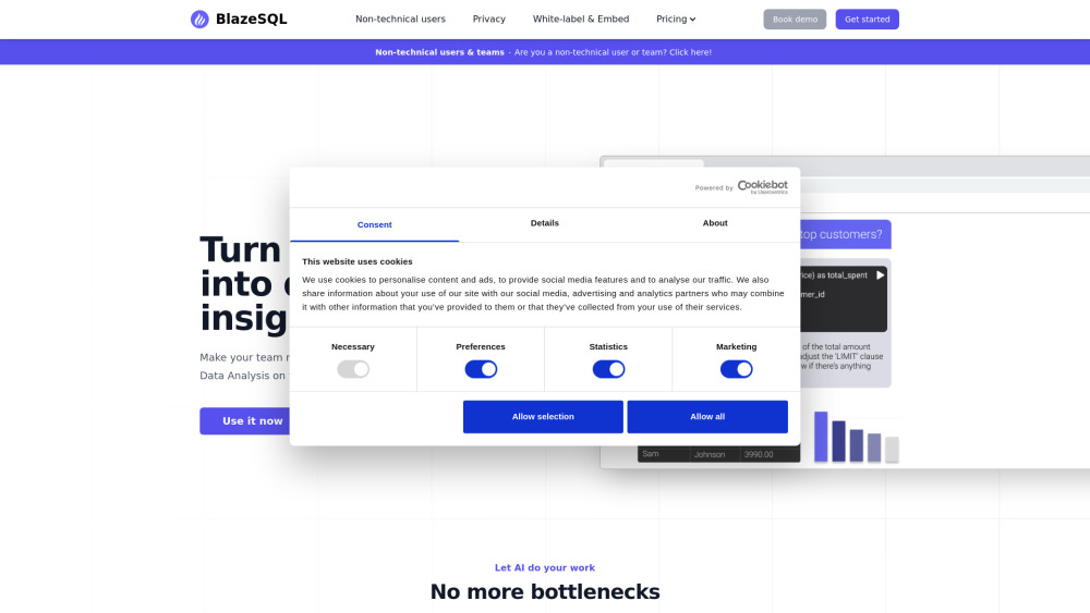 BlazeSQL: AI Tool for SQL Insights Without Code