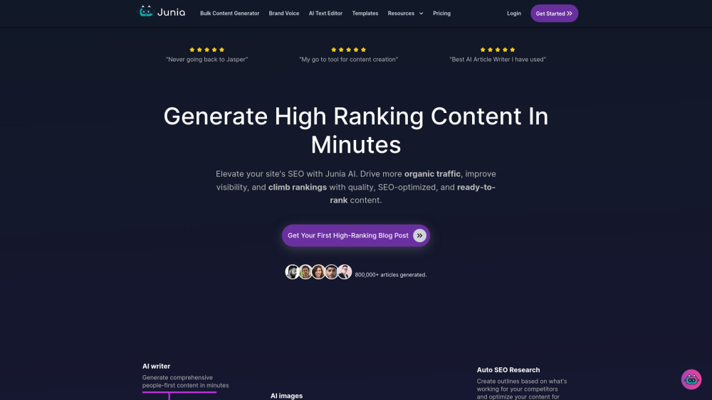 Junia AI: AI Tool for In-Depth SEO Content