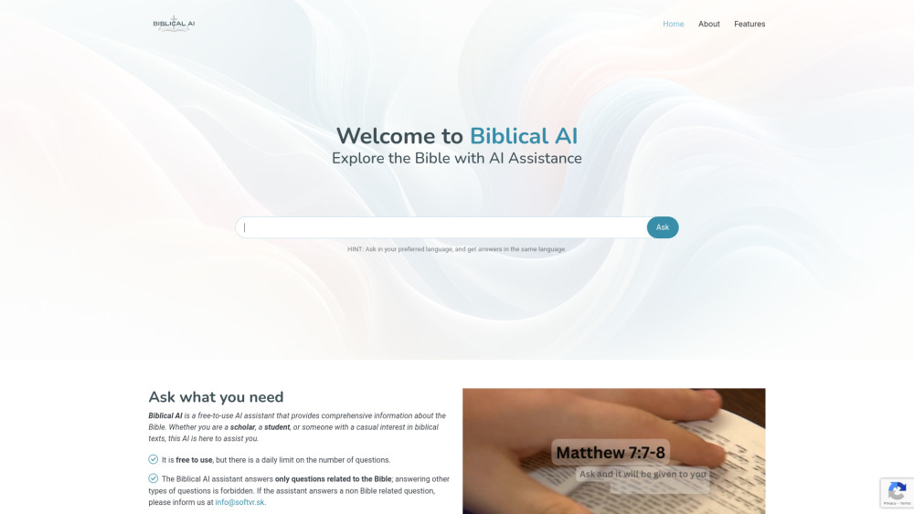 Biblical AI: Free AI assistant for Bible information