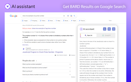 Bard for Google - Chrome Extension Website screenshot