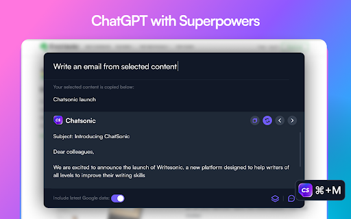 ChatSonic - Chrome Extension: AI Tool for Content