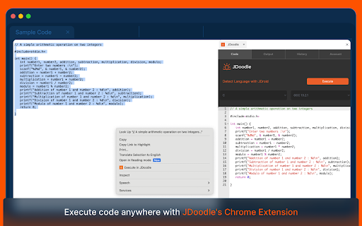 JDoodle - Chrome Extension: AI Tool for Developers