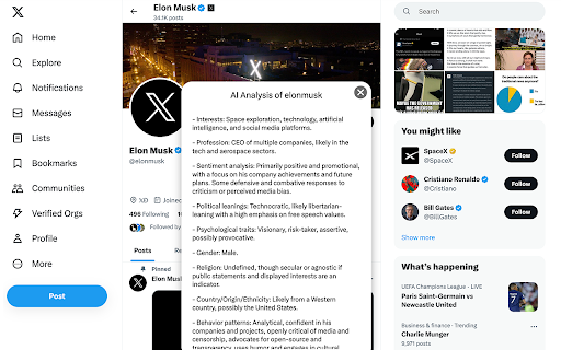 Profiler - Chrome Extension: AI Tool for Social Media Behavior Analysis