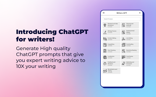 ChatGPT Prompt Generator for Authors - Chrome Extension: Instant AI Writing Tool