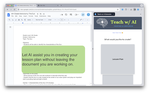 Teach w/ AI - Chrome Extension: Educator support tool