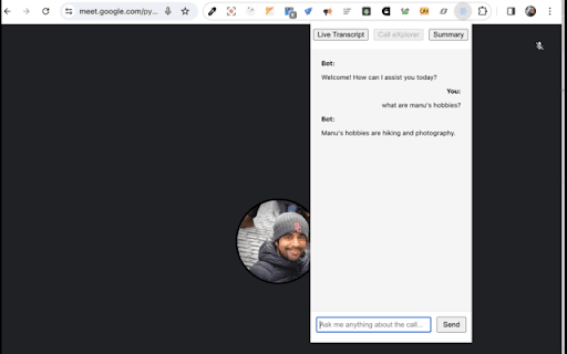 Call eXplorer - Chrome Extension: AI tool for Google Meet transcripts & summaries