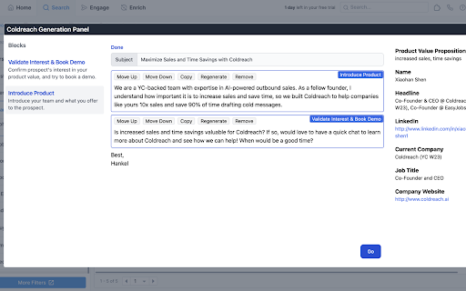 Coldreach - Chrome Extension: AI tool for CRM