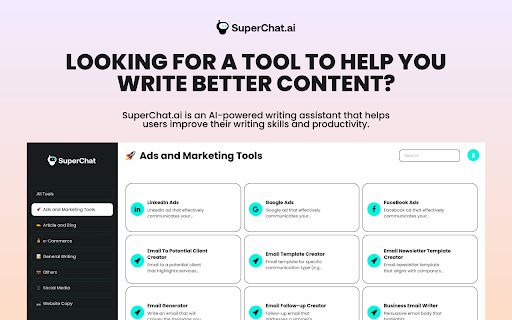 SuperChat.ai - Chrome Extension: AI Tool for Ultimate Writing