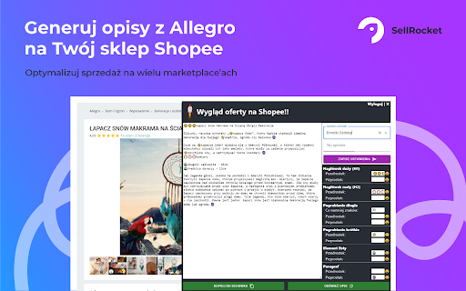 SellRocket - Chrome Extension: AI Tool for Allegro Auction Previews on Shopee