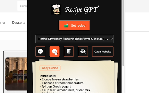 Recipe GPT - Chrome Extension: AI Tool for Recipes