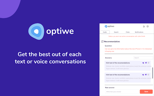 Optiwe - Chrome Extension: AI Assistant for Better Conv.