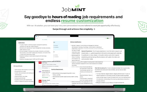 JobMint - Chrome Extension: AI Tool for Resumes