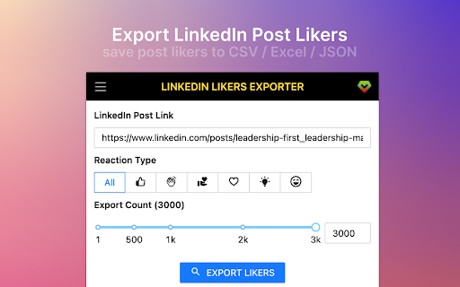 Likers Export - Chrome Extension: AI tool for LinkedIn