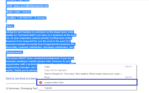 HARO HELPER - Chrome Extension: AI Tool for Pitches