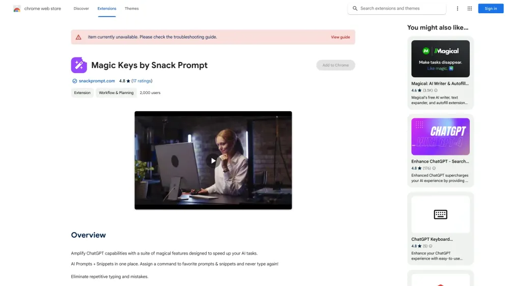 Magic Keys by Snack Prompt: AI Tool for Effortless Typing