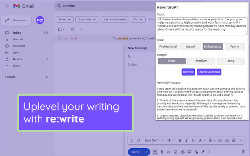 re:write - Chrome Extension: AI Tool for Writing