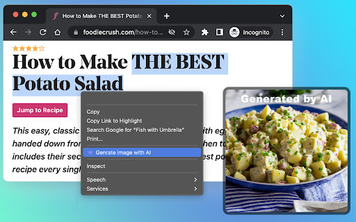 Generate Image with AI - Chrome Extension: ai tool for creatives