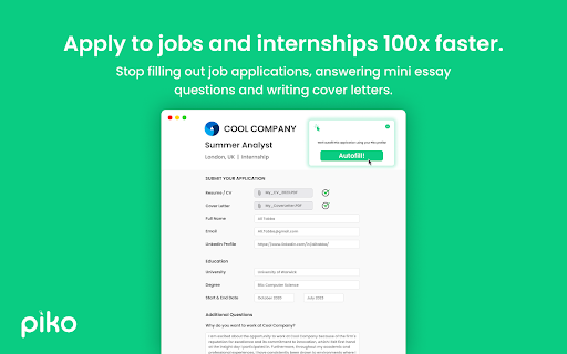 Piko - Chrome Extension: AI Tool for Job Hunting