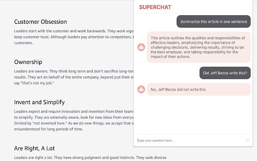 Superchat - Chrome Extension: AI Tool for Web Content