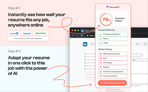 RESUMEGPT - Chrome Extension: AI Tool for Personalized Resumes & Career Growth