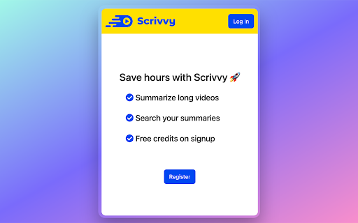 Scrivvy - Chrome Extension: Efficient YouTube Video Summarizer