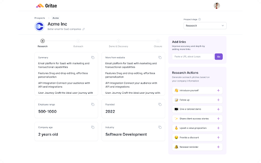 GritAE - Chrome Extension: AI Tool for Sales Executives