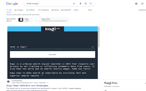 Kagi's FastGPT - Chrome Extension: AI Tool