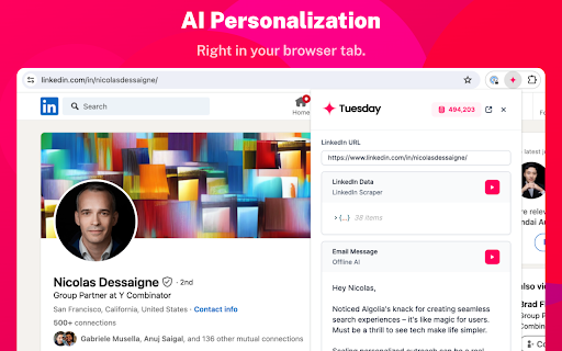 Tuesday - Chrome Extension: AI Tool for Sales