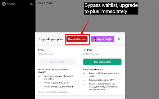 Chatgpt Plus Waitlist Skipper - Chrome Extension: AI Tool to Skip ChatGPT Plus Waitlist