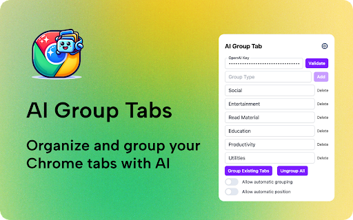 Tab Grouping AI - Chrome Extension: AI Tool for Smart Tab Management