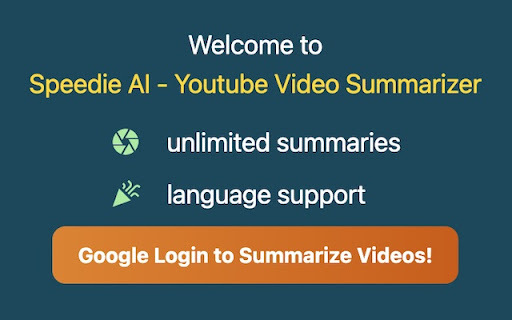 Speedie AI - Chrome Extension: AI Tool for Instant Video Summaries