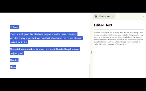 Print Perfect - Chrome Extension: AI Tool