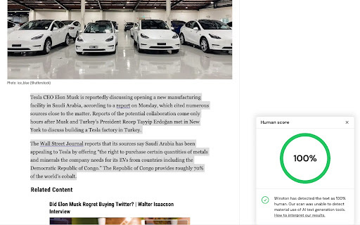 Winston AI - Chrome Extension: Trusted AI Tool for Detecting ChatGPT Content