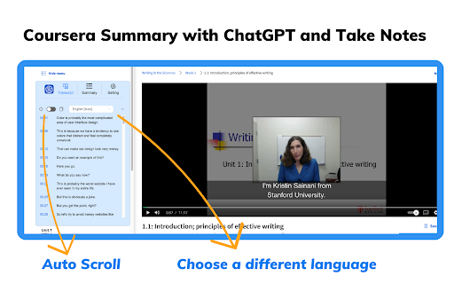Coursera Summary with ChatGPT and Take Notes - Chrome Extension: AI Tool for Efficient Summaries