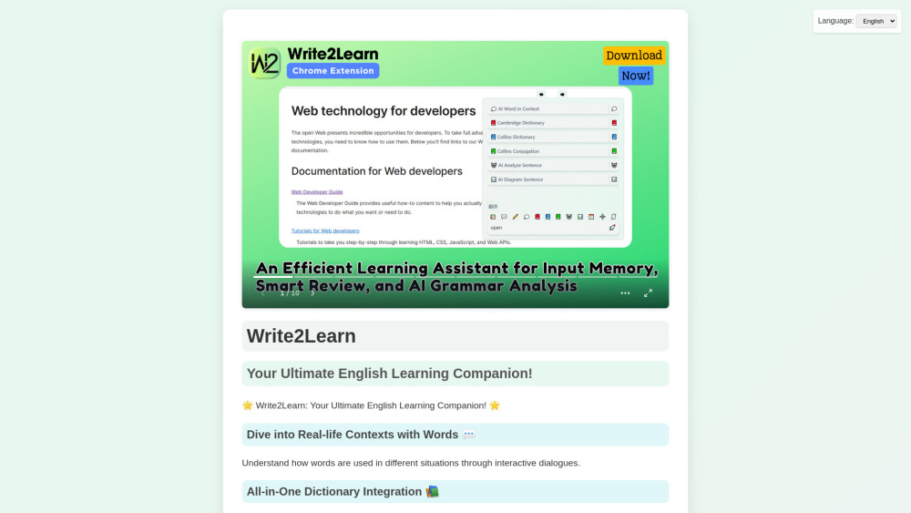 Write2Learn: AI Tool for English Vocabulary