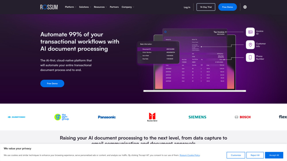 Rossum AI Document Processing: ai tool for workflows
