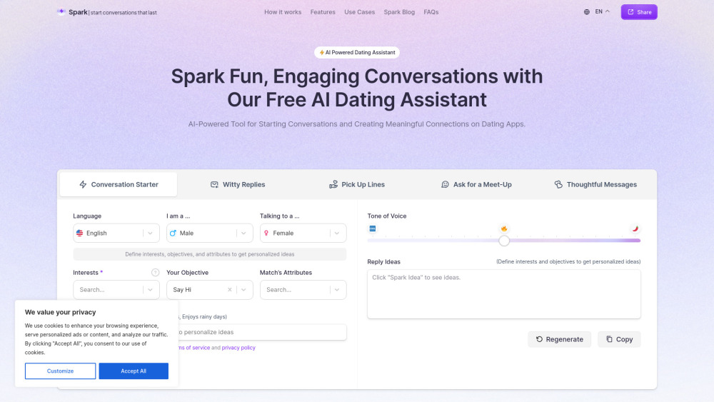 withSpark AI: AI Tool for Fun Dating Messages