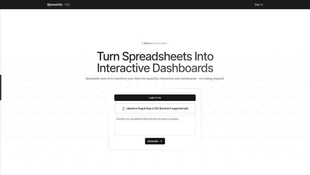 Spreadsite Website screenshot