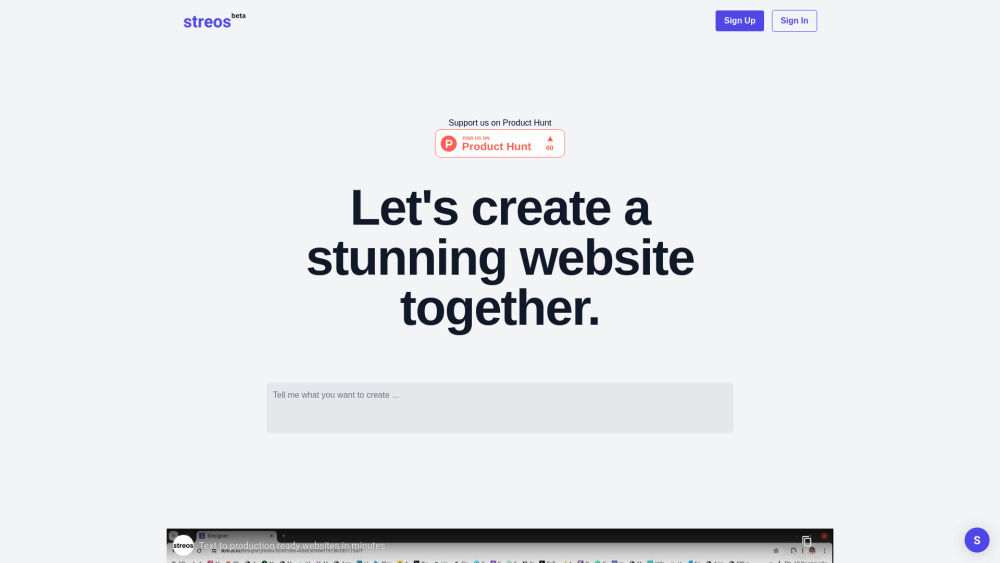 Streos: AI Tool for Effortless Website Design