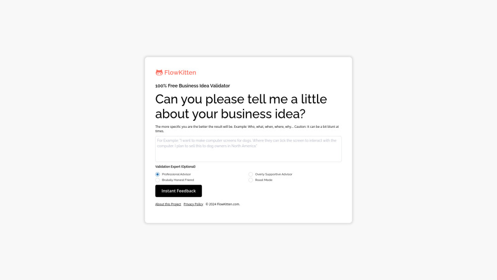 FlowKitten: AI Tool for Instant Idea Validation