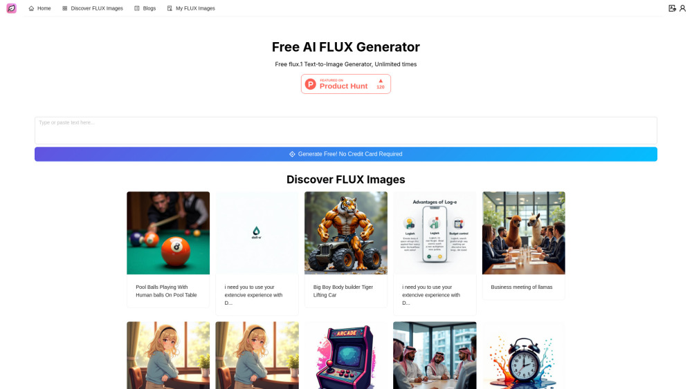 Free AI FLUX Generator: AI Tool for Unlimited Text-to-Image Generation