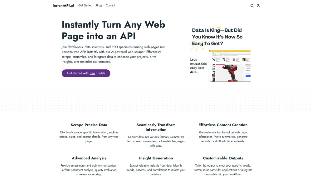 InstantAPI.ai: AI Tool for Web Scraping