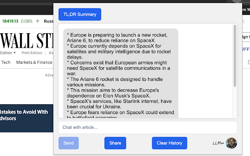LLMan TL;DR - Chrome Extension: AI Tool for Instant Summaries