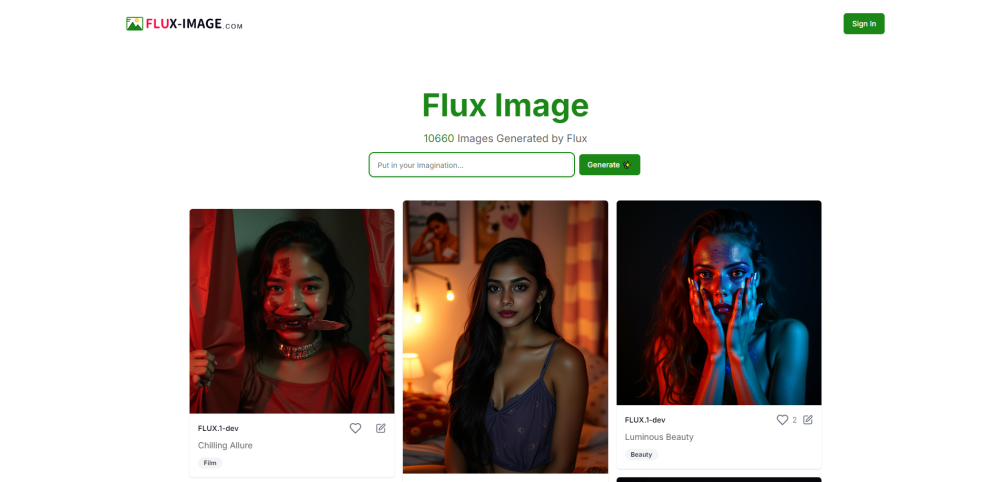 Flux Image Website screenshot