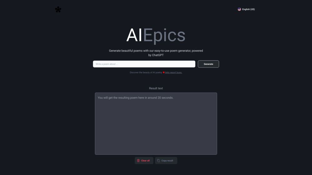 AIEpics: AI-powered poem generator, AIEpics #ai tool