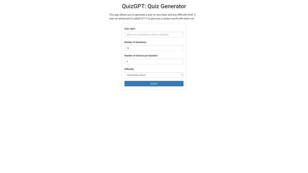QuizGPT: AI Tool for Custom Classroom Quizzes