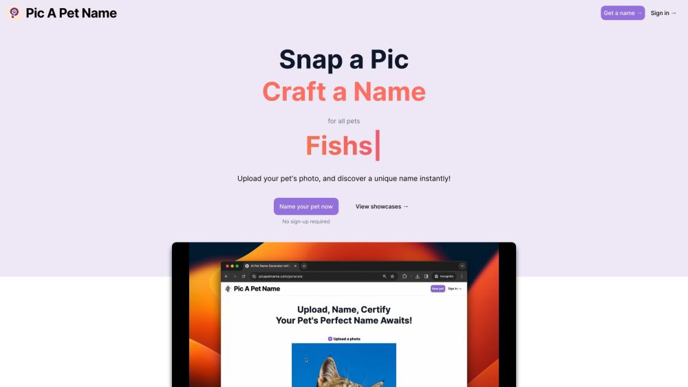 Pic A Pet Name: AI Tool for Unique Pet Names