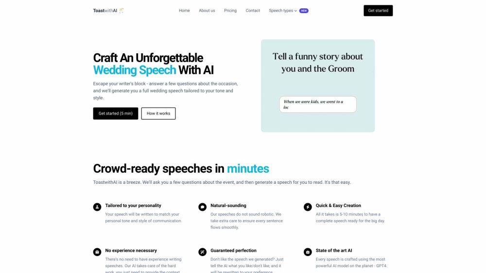 ToastwithAI: Custom Wedding Speeches AI Tool